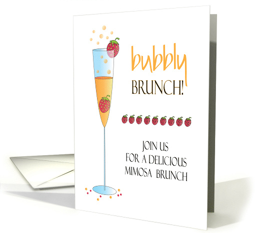 Brunch Invitation for Bubbly Brunch with Mimosa and Strawberries card