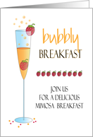 Breakfast Invitation, Bubbly Breakfast with Mimosas & Strawberries card