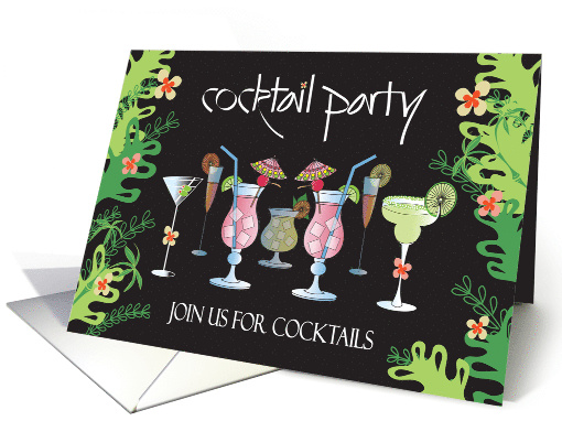 Business Cocktail Party Invitation, Cocktails in Tropical Setting card