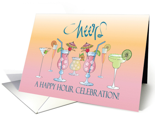 Invitation to Happy Hour Celebration with Row of Colorful... (1439192)