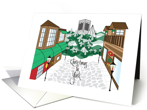 Christmas in York England, Street Scene with York Minster card