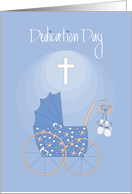 Baby Dedication for Boy, Blue Carriage with White Cross card