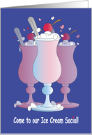 Invitation for Ice Cream Social Trio of Ice Cream Sodas with Cherries card