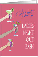 Invitation to Ladies Night Out Bachelorette Bash Arms Toasting Drinks card