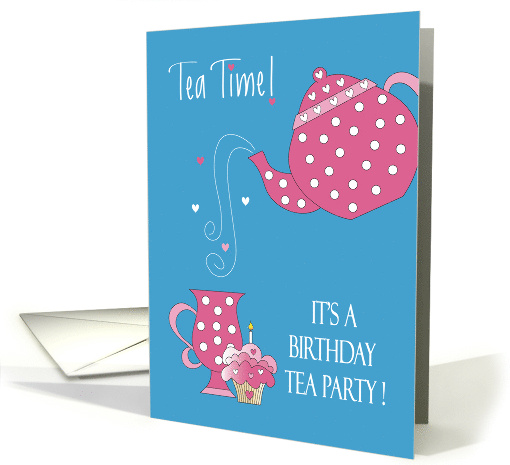 Invitation to Birthday Tea Party with Polka Dot Tea Pot... (1440344)