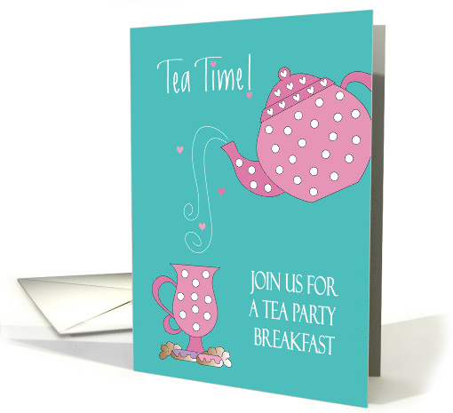 Invitation to Tea Party Breakfast with Polka Dot Tea Pot... (1440346)