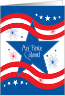 Promotion for Air Force Colonel, Patriotic Stars & Stripes card