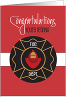 Business Retirement for Firefighter with Firefighter Hat & Badge card