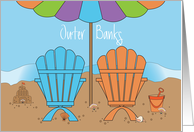Outer Banks Bon Voyage, Beach Chairs, Rolling Waves & Shells card