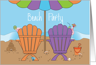 Invitation to Beach Party with Beach Chairs and Tropical Drinks card