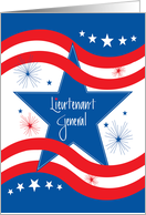 Promotion for U.S. Lieutenant General, Patriotic Star and Stripes card