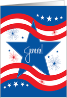 Promotion for a U.S. Military General, Patriotic Star and Stripes card