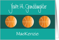14th Birthday for Granddaughter, Trio of Basketballs Custom Name card