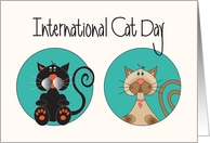 International Cat Day, with Duo of Kitties, Siamese and Black card