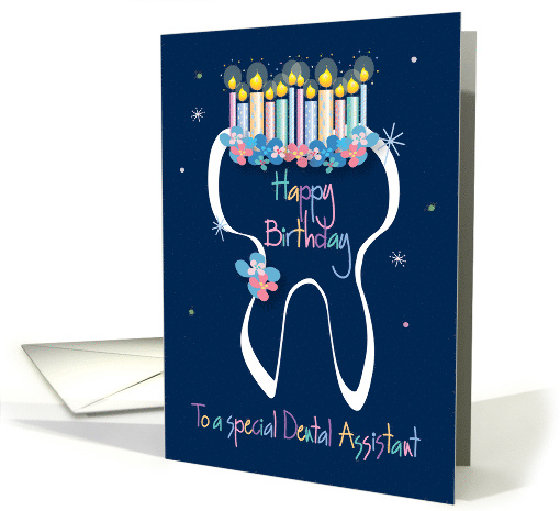 Hand Lettered Birthday for Dental Assistant Floral Tooth... (1443394)
