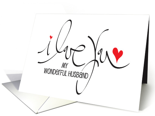 Hand Lettered I I Love You Anniversary for Husband with Red Heart card