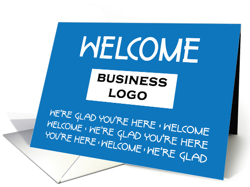 New Employee Welcome, Blue with Horizontal Custom Logo card (1443402)