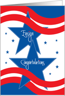 U.S. Navy Promotion to Ensign, with Blue Stars and Red Stripes card