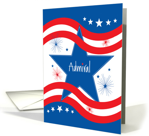 U.S. Navy Promotion to Admiral, with Stars and Red Stripes card