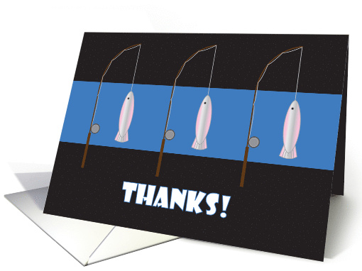 Thanks for Fishing, Trio of Fishing Rods with Rainbow Trout card