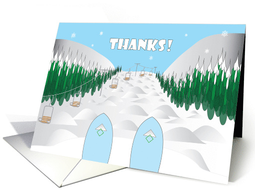 Thanks for Snow Skiing, Ski Tips Over Slope and Moguls card (1444210)