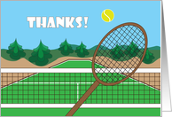 Thanks for Tennis, Tennis Raquet Volleying Tennis Ball at Net card