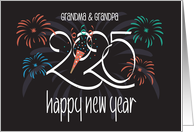 Hand Lettered New Year’s 2024 for Grandma and Grandpa with Fireworks card