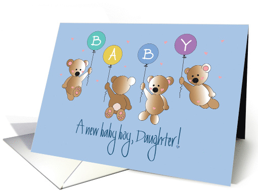 Becoming a Mom to Boy for Daughter, Four Bears with Balloons card