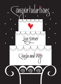 Wedding for Cousin & Wife, Tiered Cake on Cake Stand & Heart