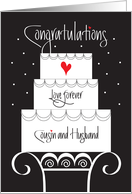 Wedding for Cousin & Husband, Tiered Cake, Cake Stand & Heart card