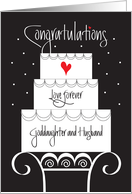 Wedding for Goddaughter & Husband, Tiered Cake, Stand & Heart card