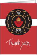 Hand Lettered Thank You to Firefighter, with Firefighter’s Hat & Badge card