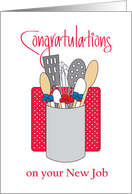 New Job for Chef, Chef’s Tools on Red Polka Dot Placemat card