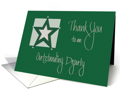 Thank You to Deputy, Green and Silver Star with Hand Lettering card