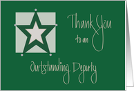Thank You to Deputy, Green and Silver Star with Hand Lettering card