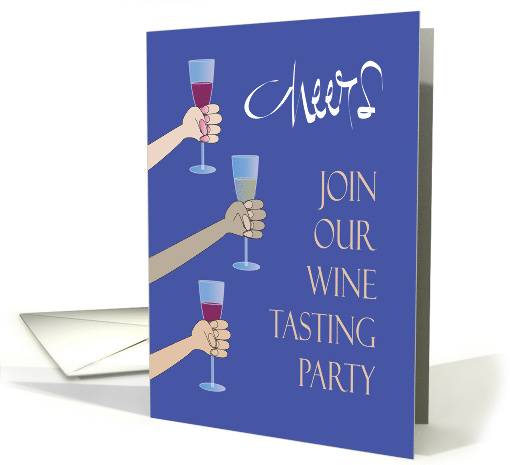 Invitation to Wine Tasting Party Cheers with Arms Raised in Toast card