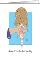 National Chocolate Ice Cream Day, Arm with Dripping Cone card