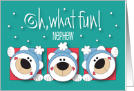 Christmas for Nephew Trio of White Polar Bears in Winter Wool Hats card