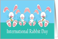 International Rabbit Day, Bunny Family with Carrots card