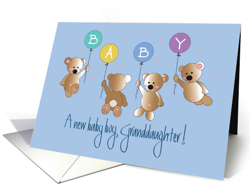 Becoming a Mother, Granddaughter's Baby Boy, 4 Bears & Balloons card