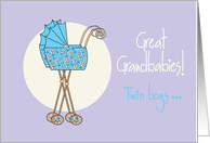 Becoming Great Grandparents to Boy Twins, Two Blue Strollers card