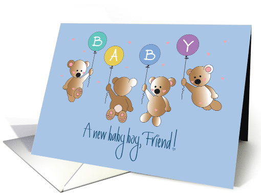 Becoming a Mother to Baby Boy for Friend, Four Bears & Balloons card
