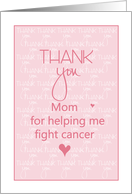 Thank you to Mom for Helping to Fight Cancer, with Hearts on Pink card