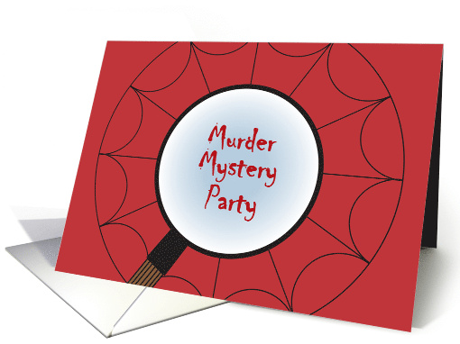 Invitation to Murder Mystery Party with Magnifying Glass and Web card