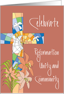 Reformation Day with Stained Glass Cross & Fall Colored Lilies card