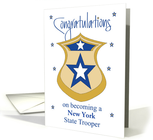 Congratulations Becoming State Trooper, Custom Text with Badge card