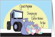 Easter for Great Nephew, Front Loader Scooping up Eggs & Bunny card