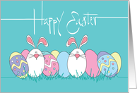 Hand Lettered Easter, Colorered Easter Egg & White Bunny Lineup card