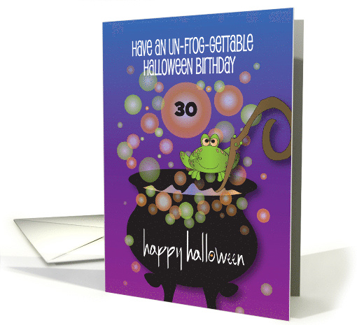 Un-frog-gettable Halloween Birthday Frog on Cauldron with... (1454824)