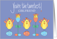 Easter for Girlfriend, Tweetest Trio of Birds, Tulips and Easter Eggs card
